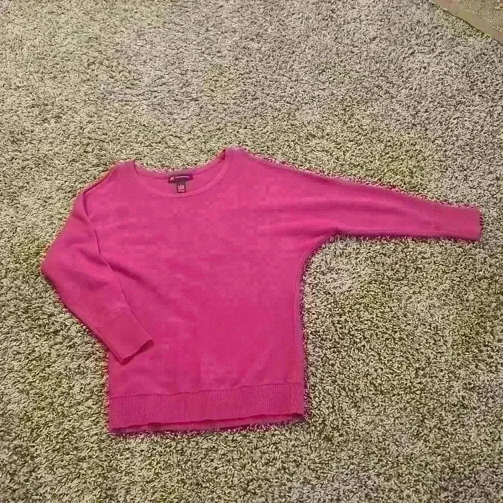 INC International Concepts Cold Shoulder Sweater 3/4 Sleeve Fuscia Size Small - Picture 2 of 5
